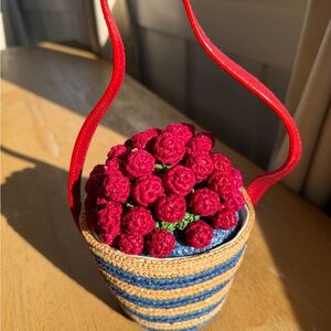 Collectable Lulu Guinness Straw Baguette Handbag  Life is a Bowl of Cherries